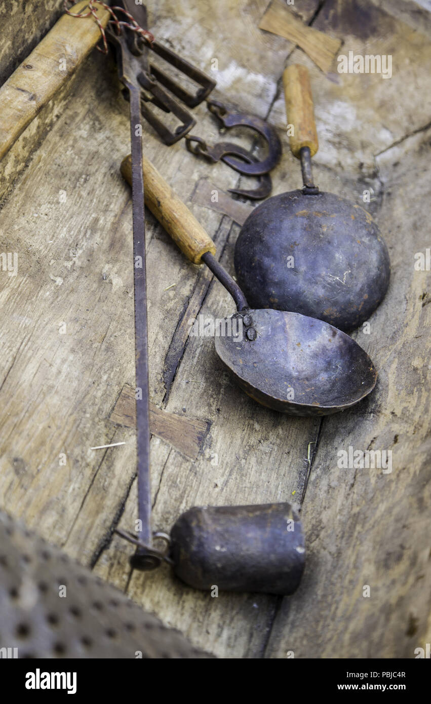 Antique Kitchen Tools Detail Of Cooking Objects Stock Photo Alamy