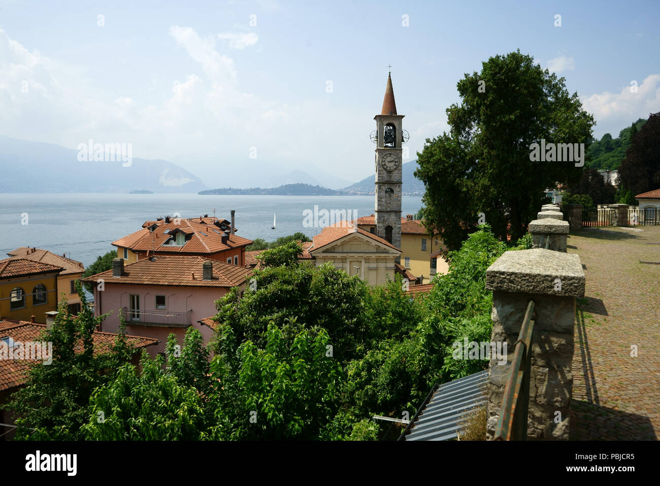 Town Laveno - Mobello on Lago Maggiore, Lombardia, Italy Stock Photo