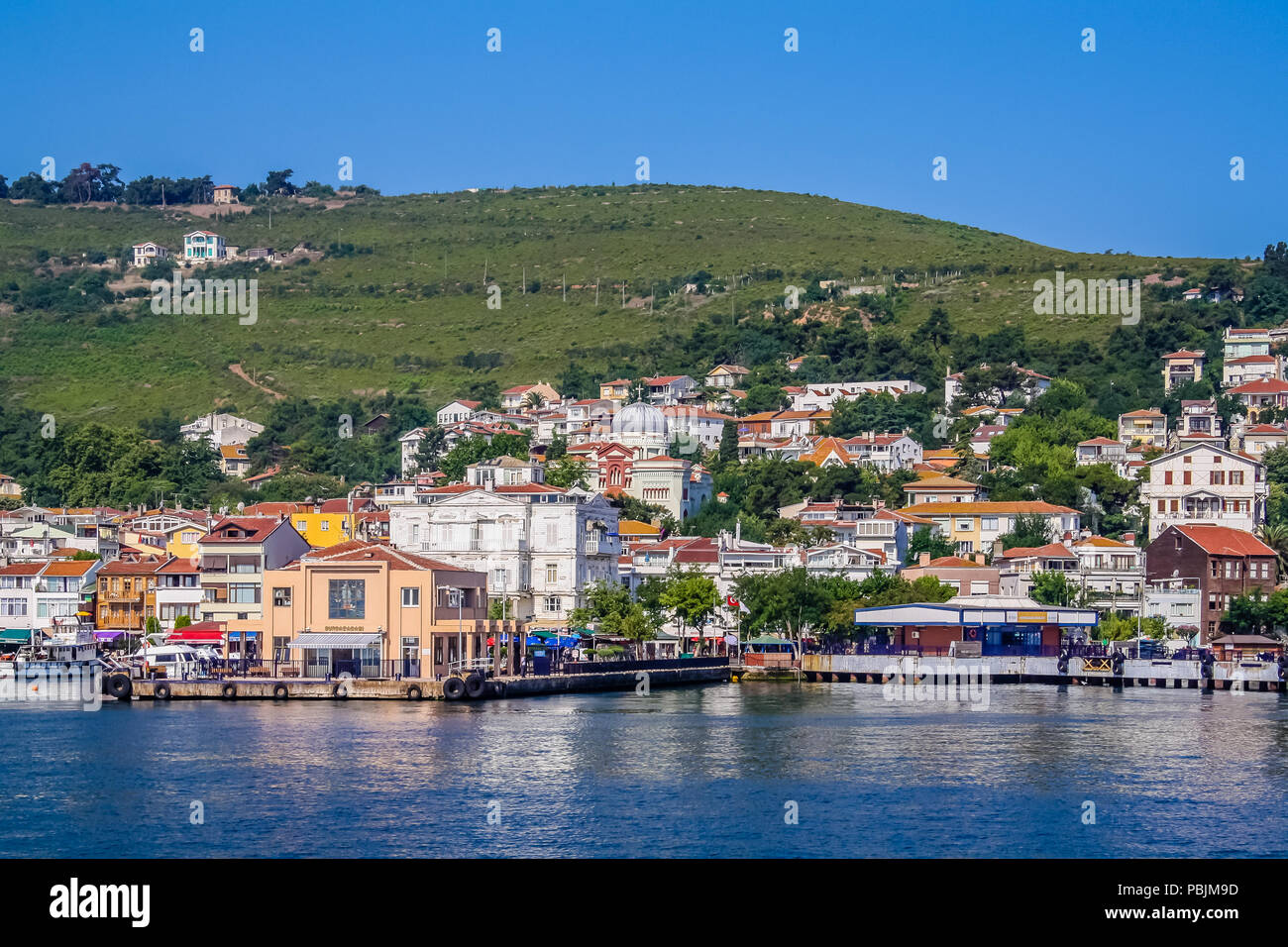 Istanbul, Turkey, July 13, 2010: View of the port of Burgazada, one of the Princes Islands. Stock Photo