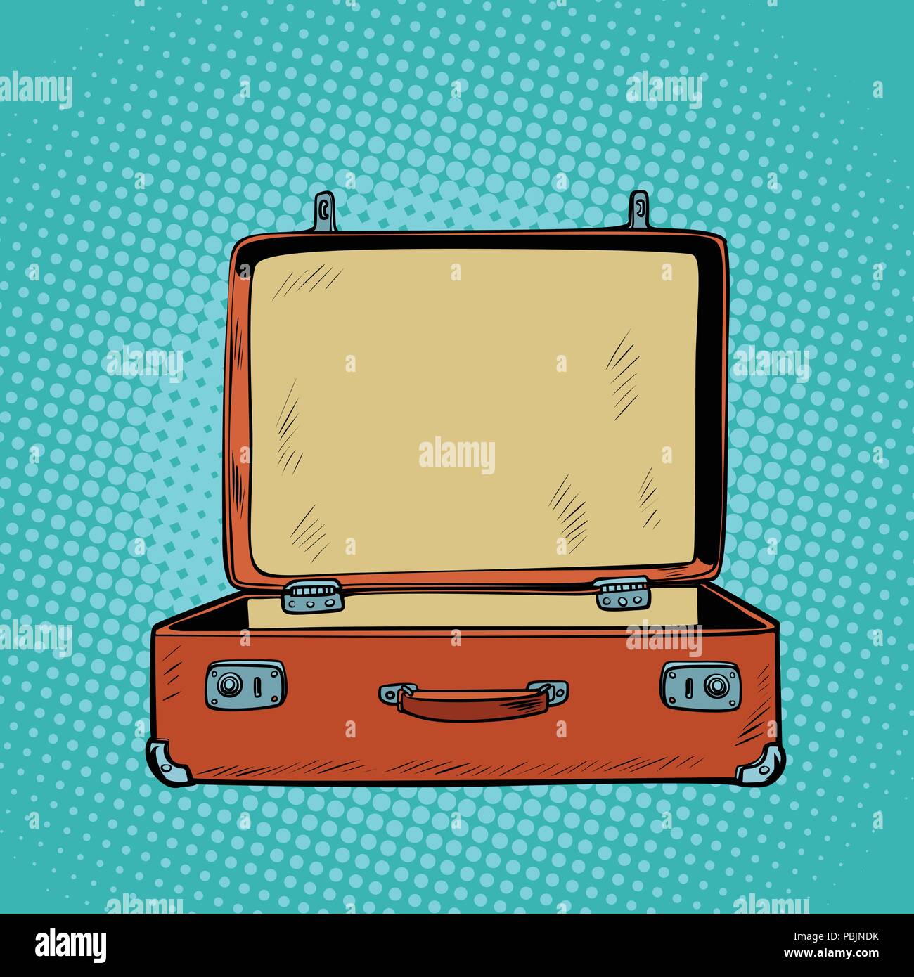 old open retro suitcase. Travel and tourism Stock Vector