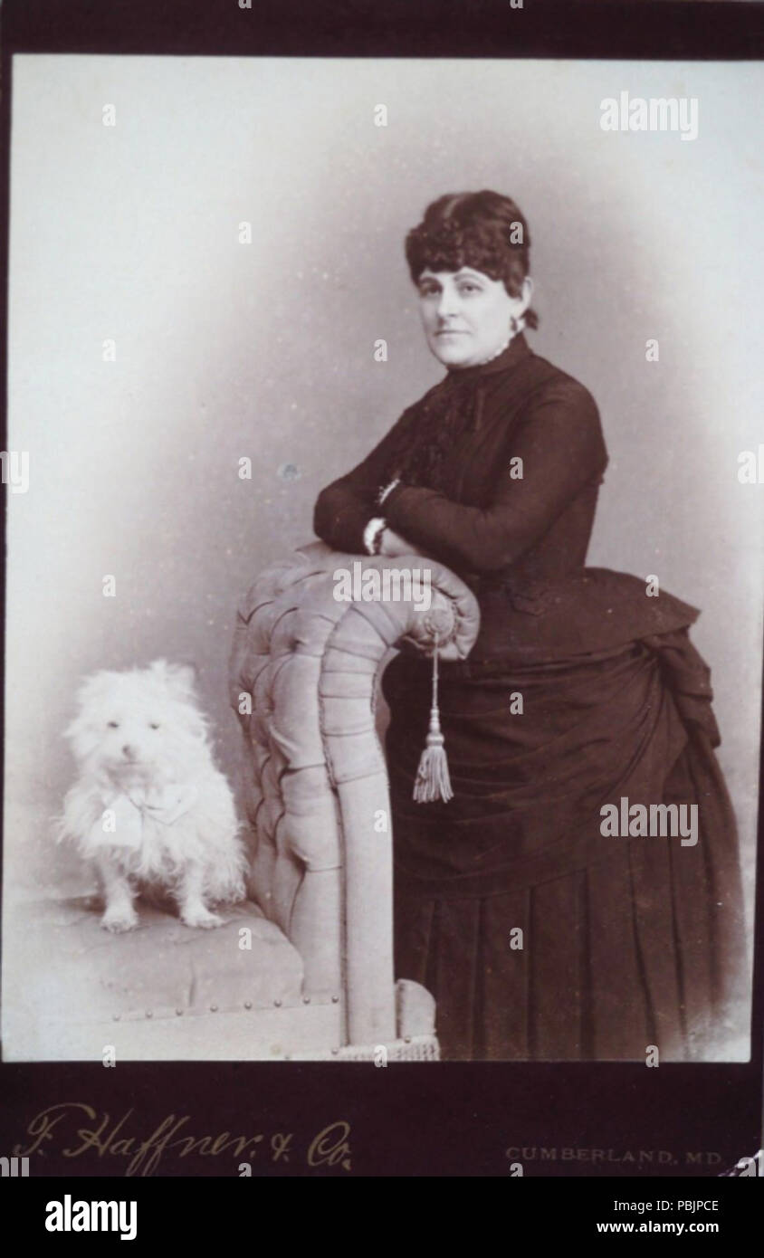 1865 Woman and dog by F Haffner and Co of Cumberland Maryland USA Stock Photo