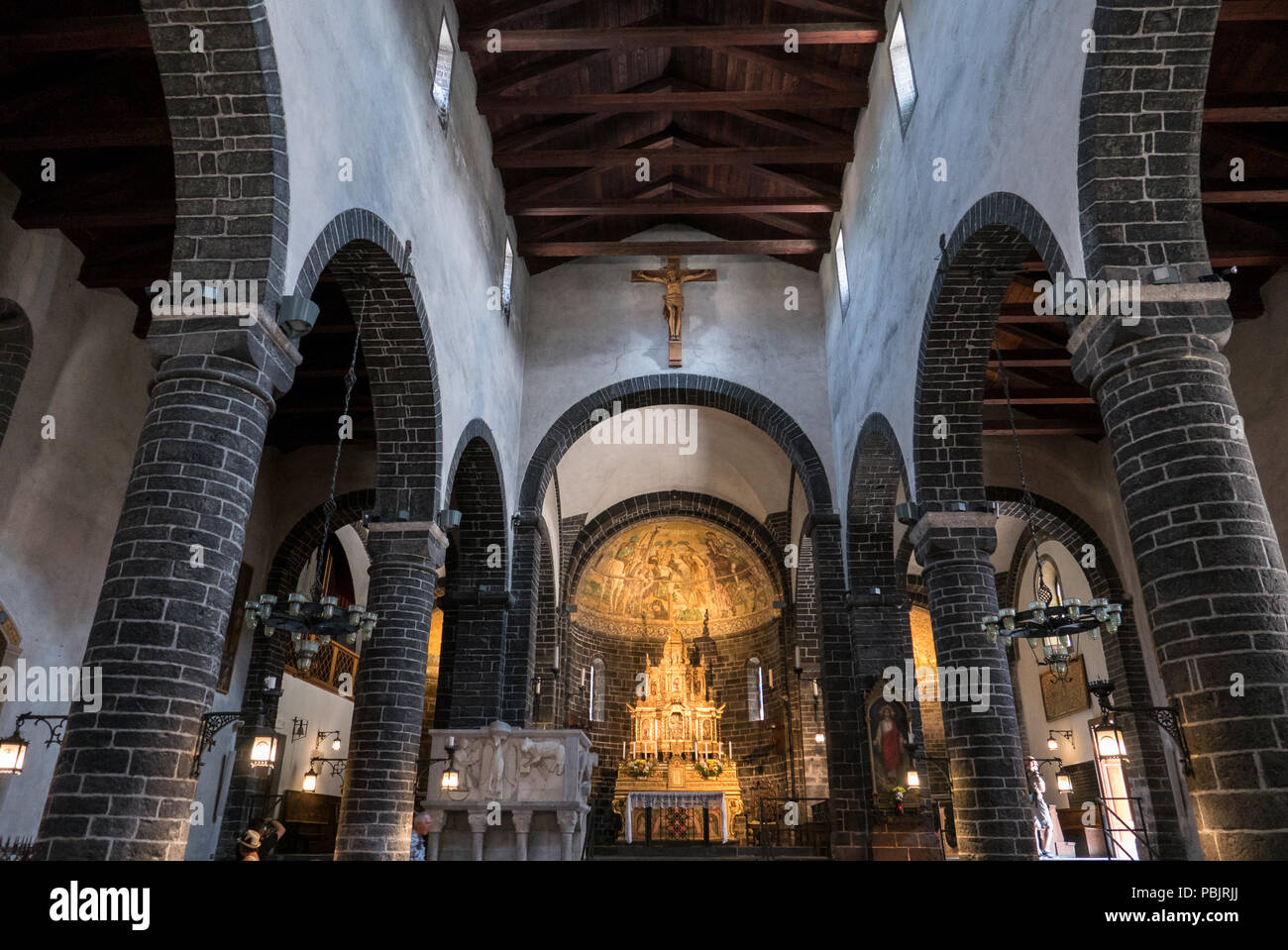 The interior of the Basilica of San Giacomo in Bellagio, on Lake Como,Italy Stock Photo