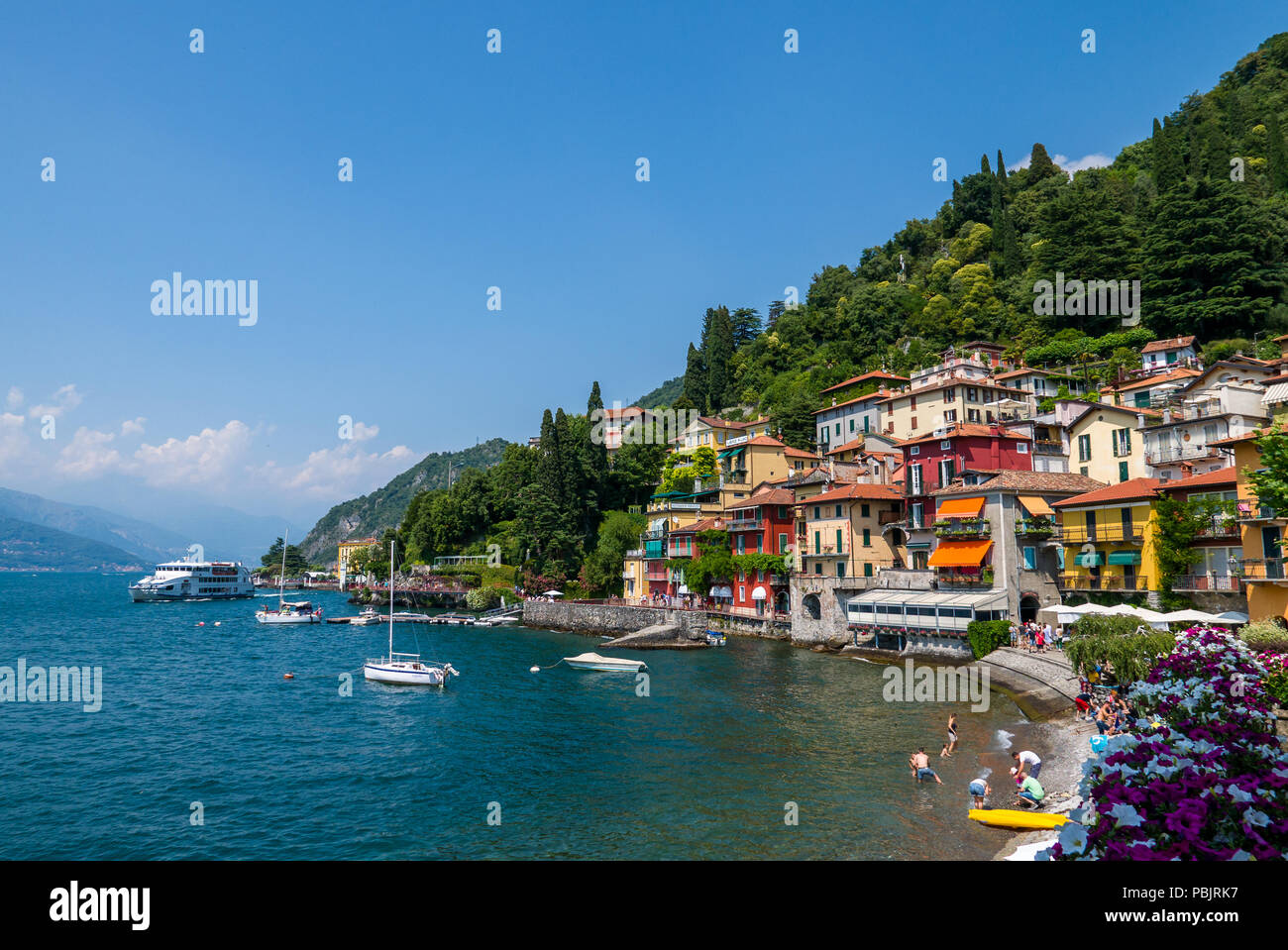 View of Varenna town one of the small beautiful towns on Como lake, Lombardy, Italy Stock Photo