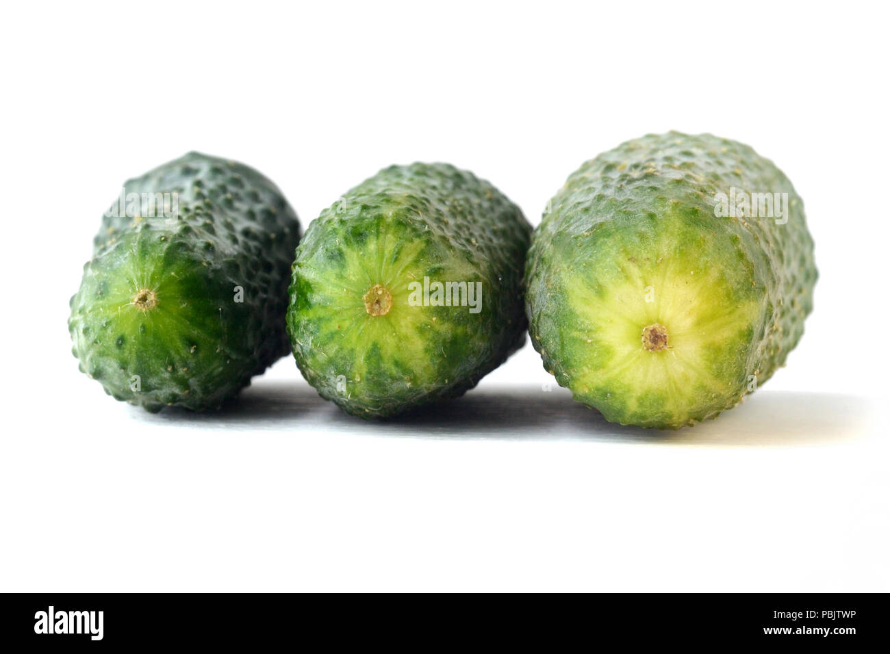 Fresh cucumbers on a white background for design Stock Photo