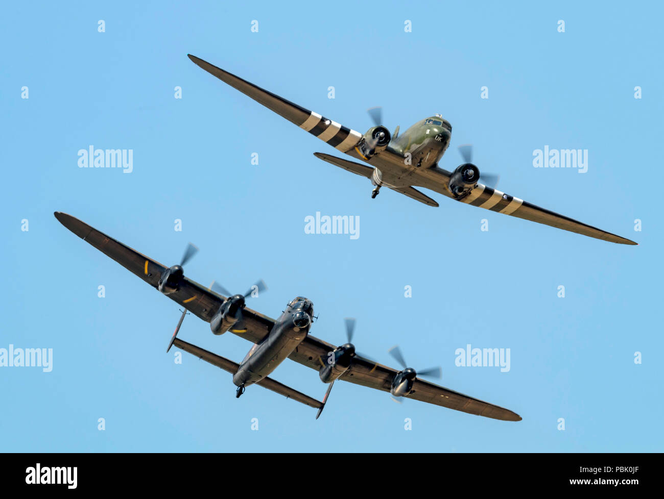 BBMF, Avro Lancaster Bomber and Douglas Dakota III, Stock Photo