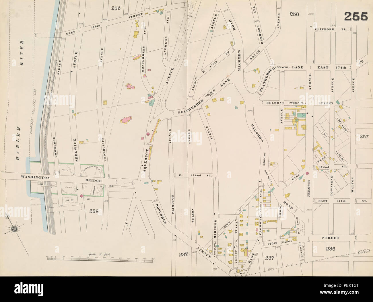 1288 Sanborn Bronx V. 12 Plate 255 publ. 1896 Stock Photo