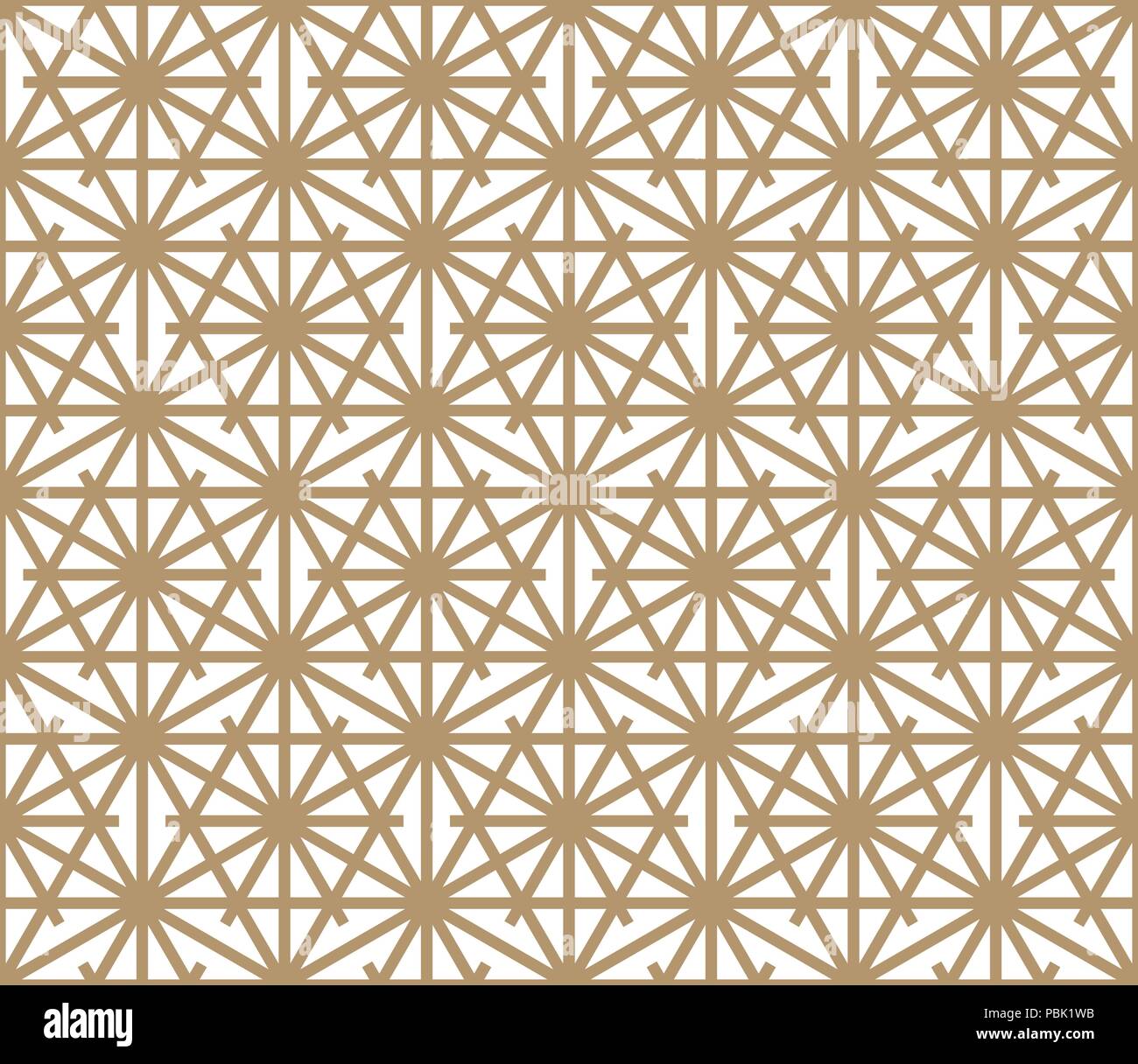 Seamless pattern based on Japanese ornament Kumiko.Golden color.Hexagon ...