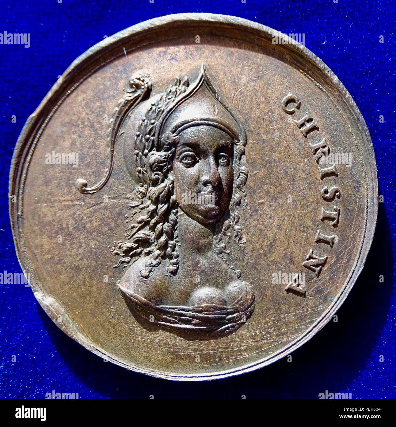 1303 Sebastian Dadler Original Medal N.D. (1648), Christina of Sweden, Peace of Westphalia. Obverse Stock Photo