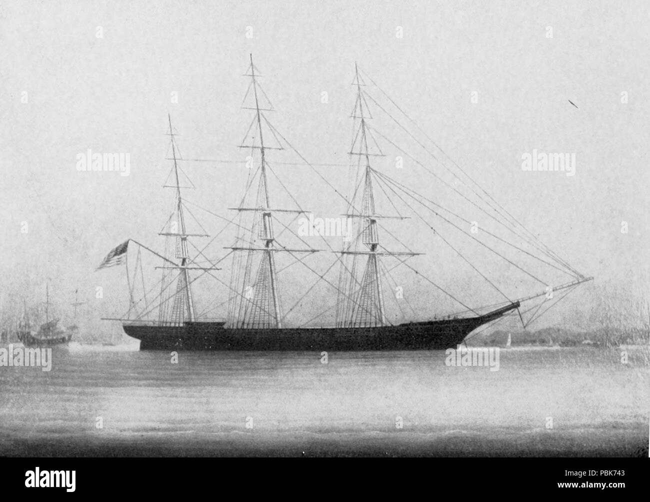 . English: The clipper ship Gravina (860 tons), built in Hoboken, New Jersey in 1853 by Isaac C. Smith & Son. Unknown date; probably 1850s 727 Gravina (clipper ship) Stock Photo