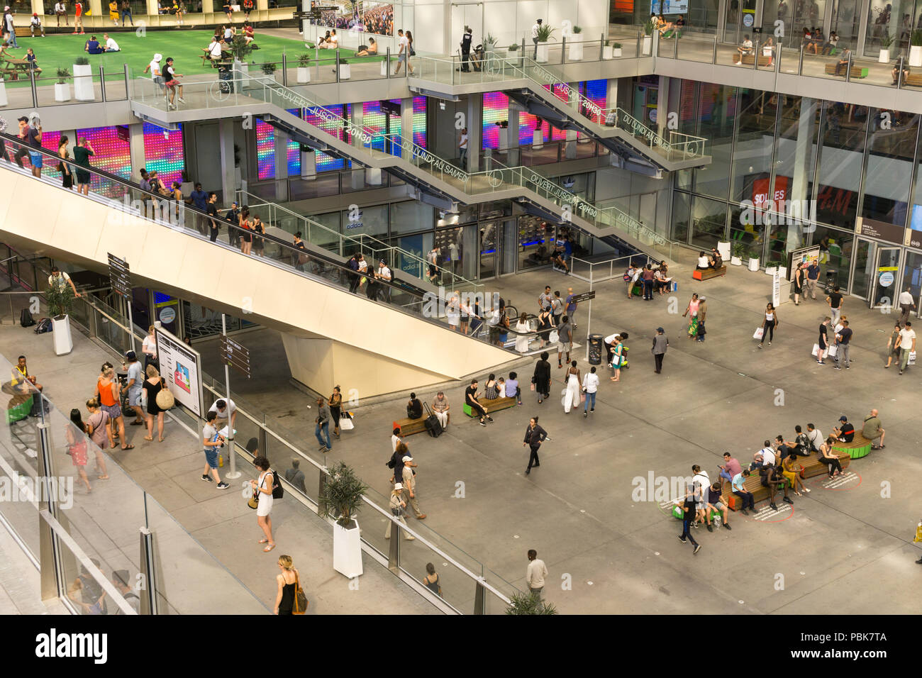 Paris Les Halles - Top view of people in Forum des Halles mall in Les Halles area of Paris, France Stock Photo