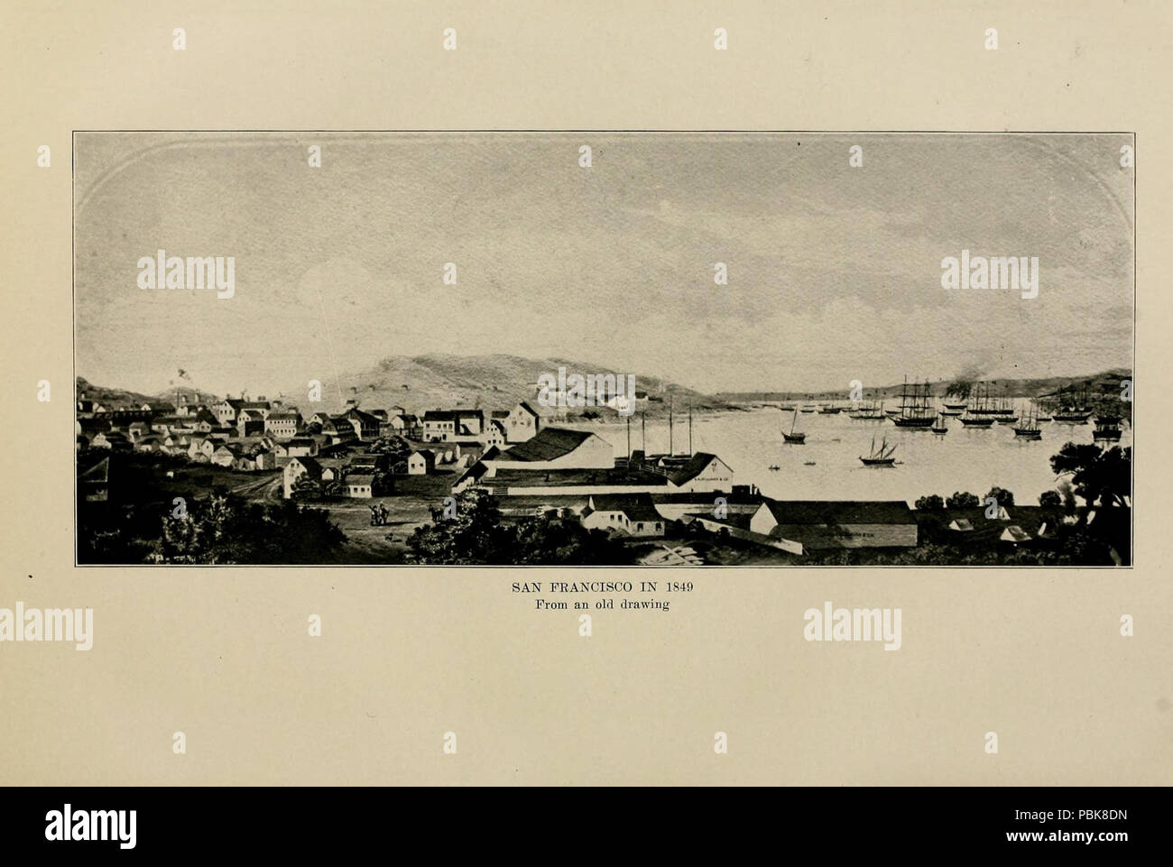 1289 Sanfranciscohist01youn 0135 San Francisco in 1849, from an old drawing Stock Photo
