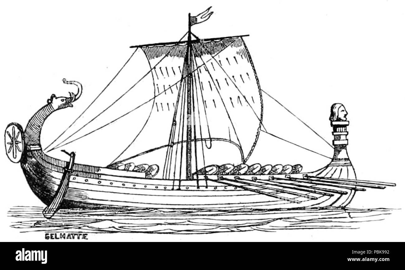 1695 The Royal Navy, a History from the Earliest Times to Present Volume 1 - Chapter 4 -NORMAN WAR VESSEL OF THE ELEVENTH CENTURY Stock Photo