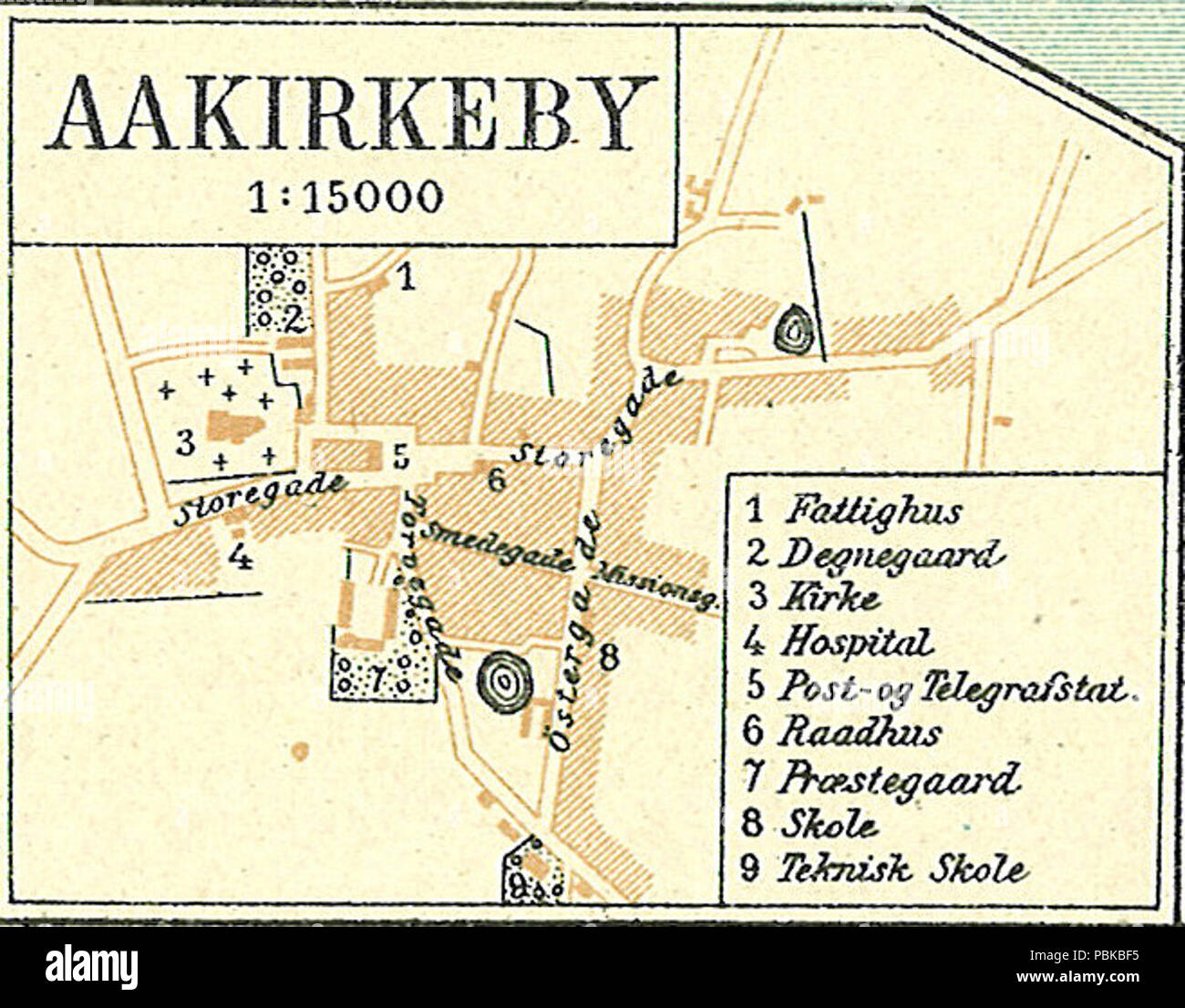 Aakirkeby 1900 (cropped). Stock Photo