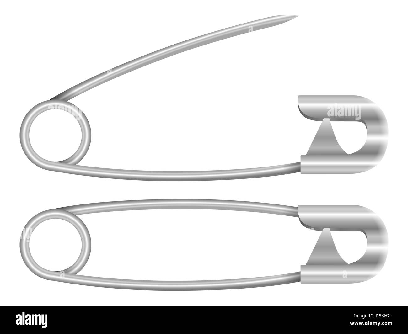 Safety pins on a white background Stock Photo Alamy