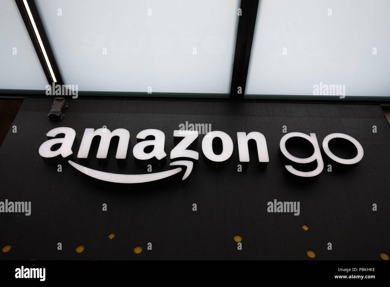 Seattle, Washington June 30, 2018 Close up on the Amazon Go store