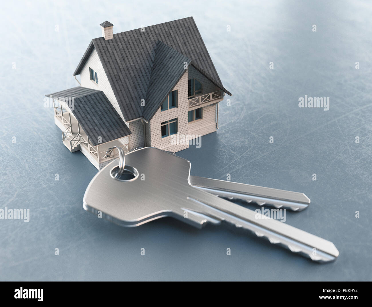 Keys of new house, 3drender illustration Stock Photo