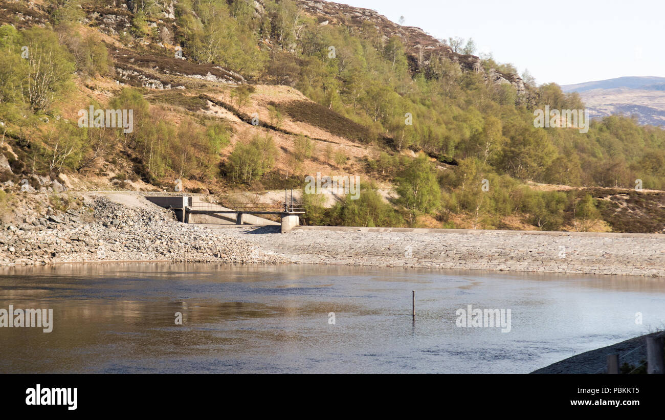 The reservoir of Loch Treig beside the West Highland Railway Line in the Highlands of Scotland. Stock Photo