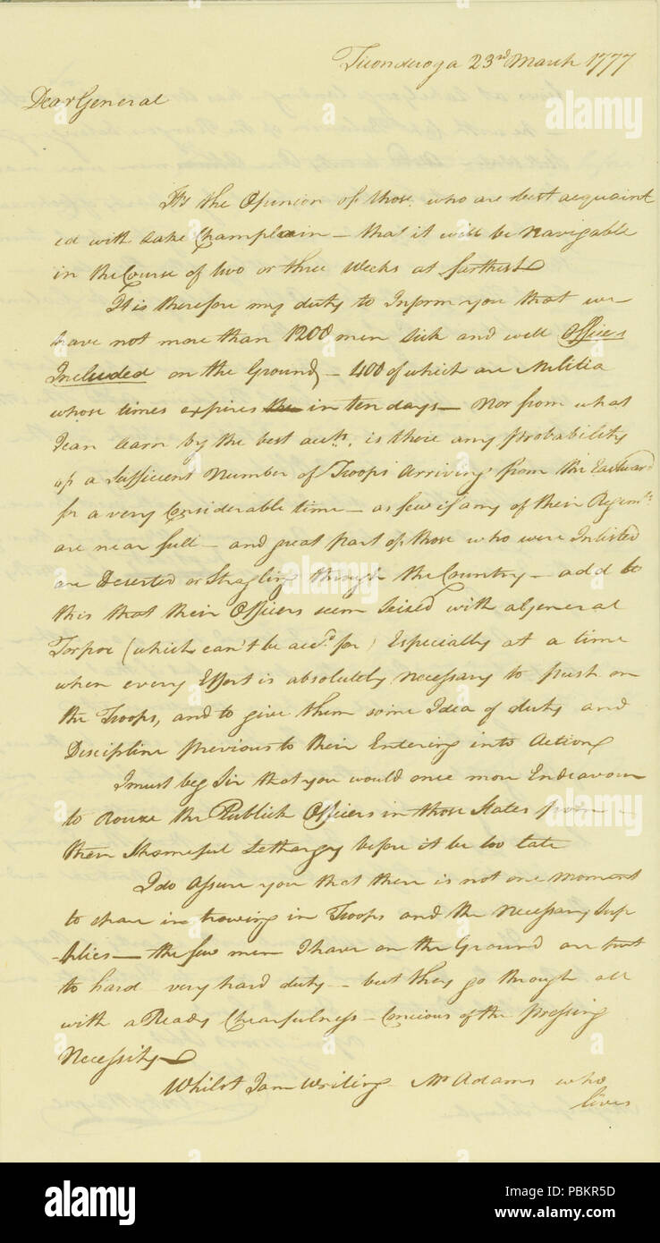 899 Letter from ( ) Wayne to General Schuyler, March 23, 1777 Stock