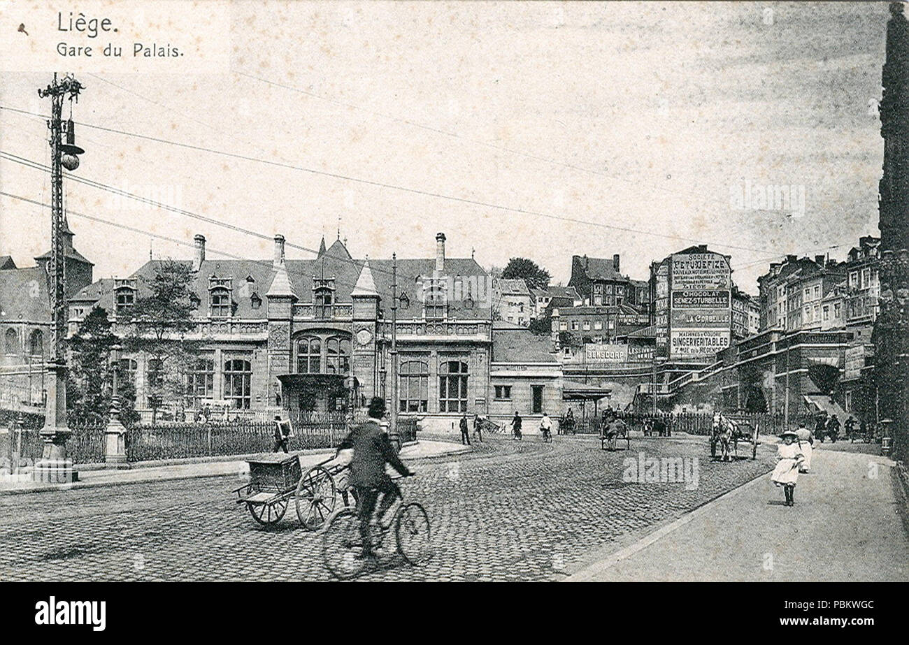. English: Postcard, undated ( ca.1914 ). Title: 'Liége - Gare du Palais'. Deutsch: Postkarte, undatiert ( ca.1914 ). Titel: 'Liége - Gare du Palais'. 3.10.2008 919 Liege - Gare du Palais Stock Photo