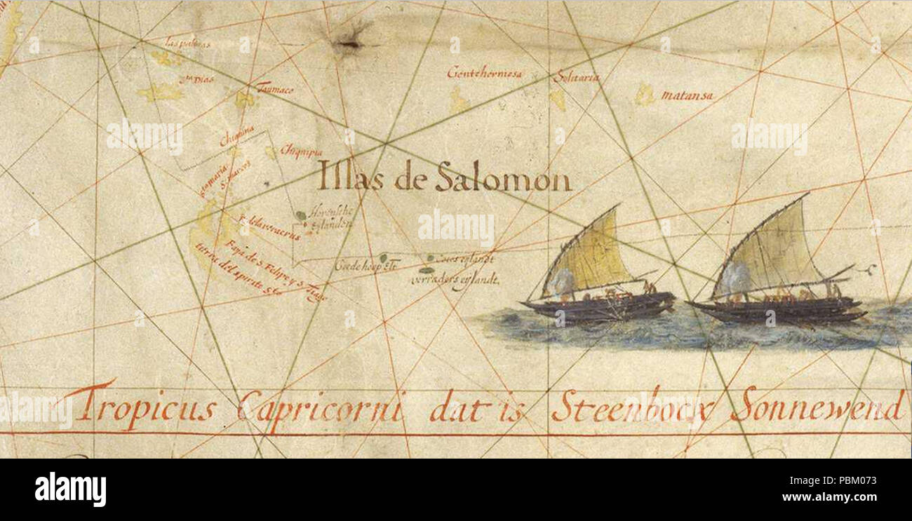 757 Hessel Gerritsz 1622 map of the Pacific - closeup 'Illas de Salomon'  Stock Photo - Alamy