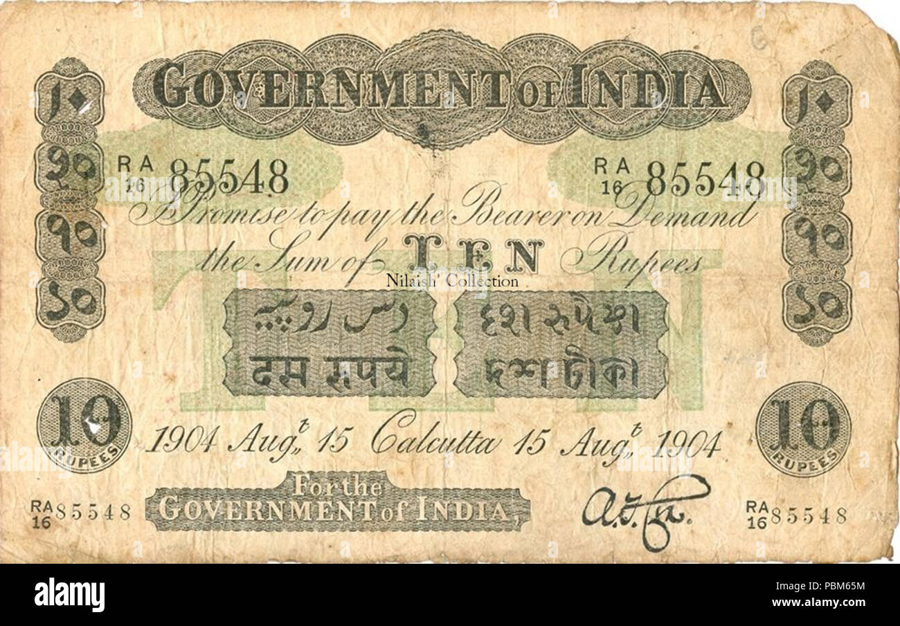 800 India, 10 rupees note, 1904 Stock Photo