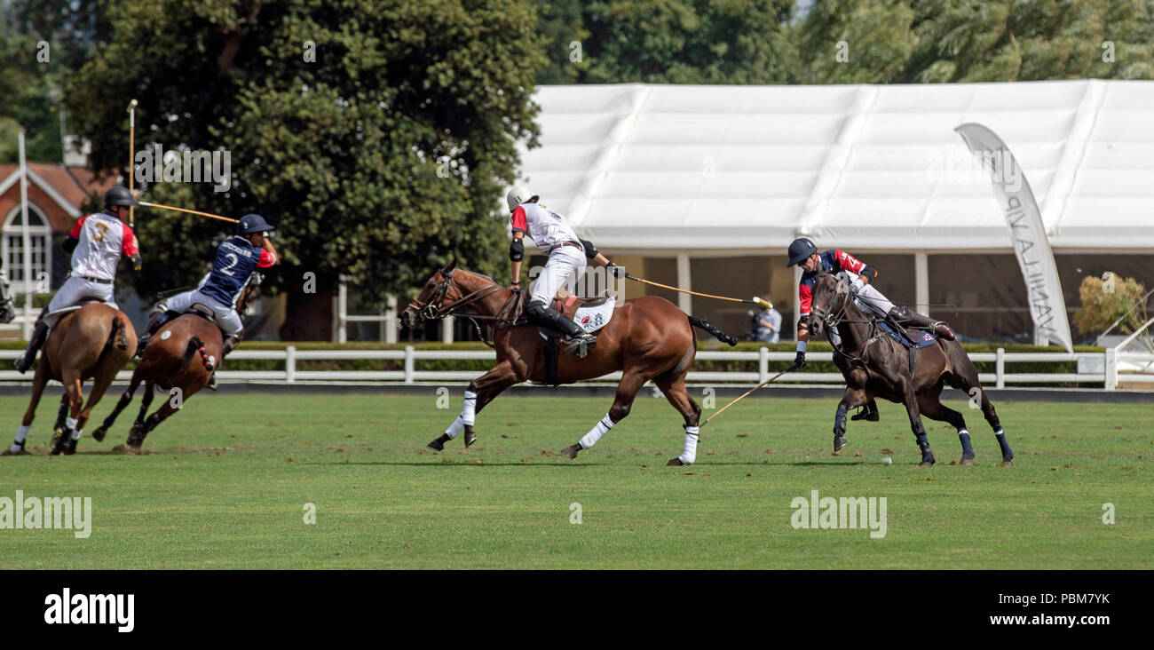 England take on USA in the Westchester Cup during the International Day at the Royal County of Berkshire Polo Club in Winkfield, Windsor. Stock Photo