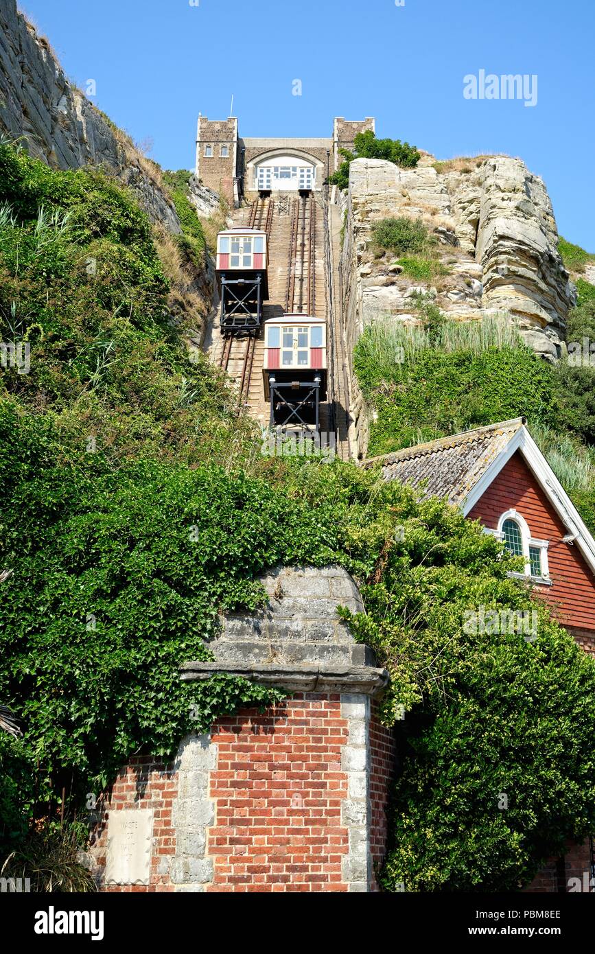 The East Cliff Passenger Lift in the Rock a Nore area of Hastings East Sussex England UK Stock Photo