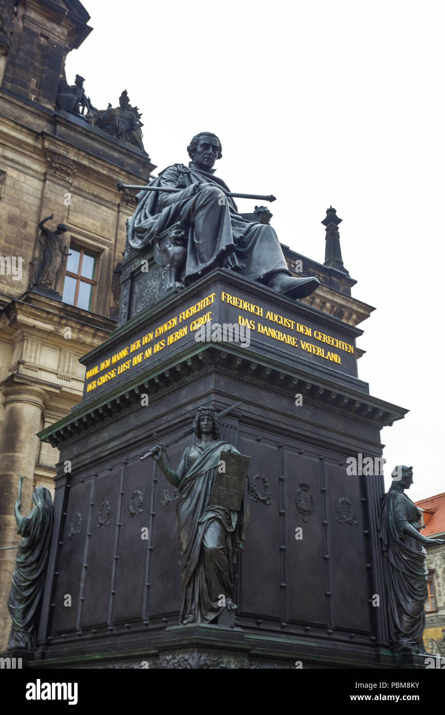 Frederick Augustus I of Saxony statue in Dresden,Germany. Stock Photo