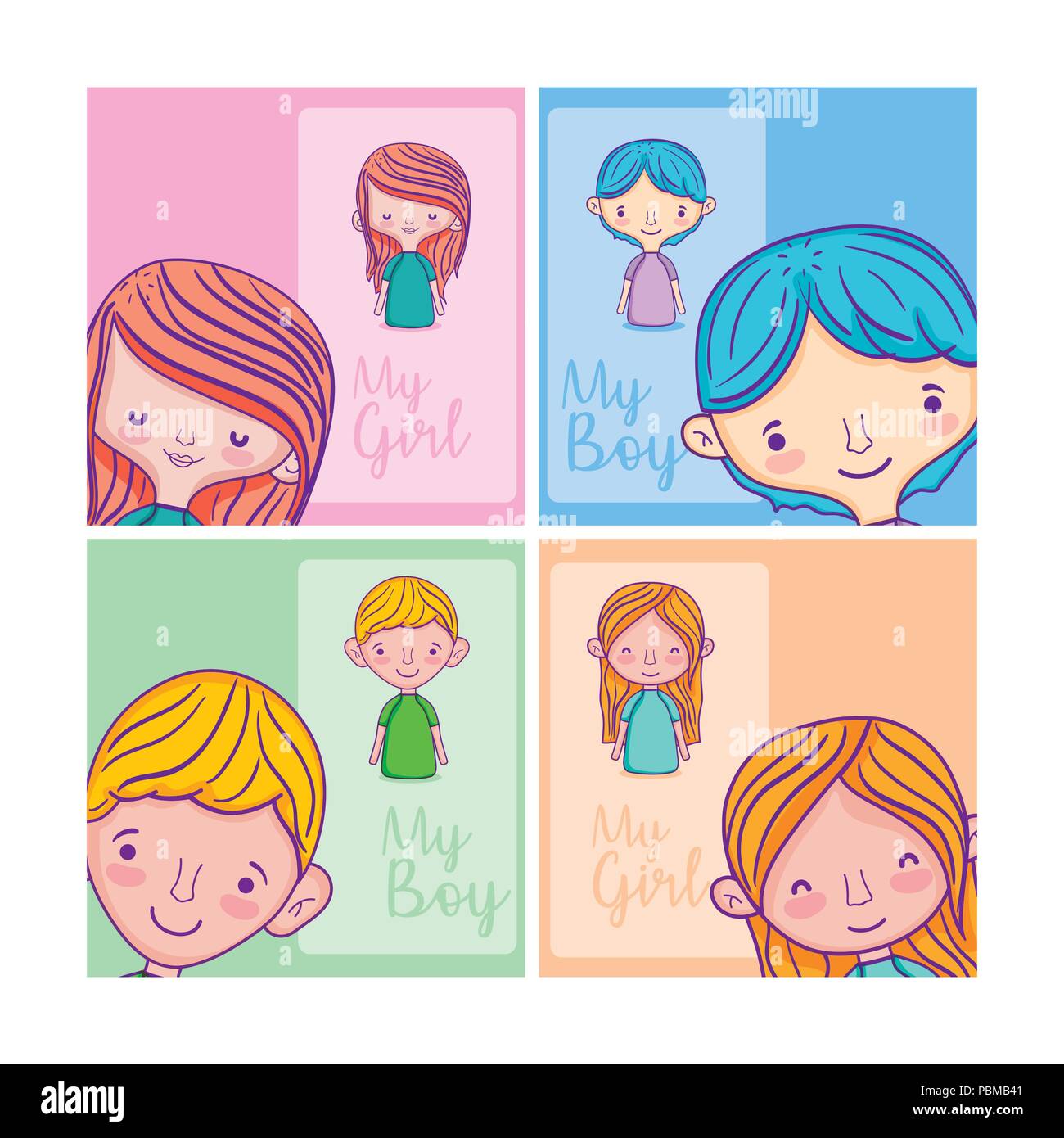 Set of kids cartoons Stock Vector Image & Art - Alamy