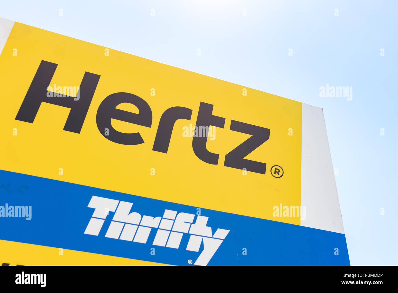 Hertz rent a car sign Stock Photo