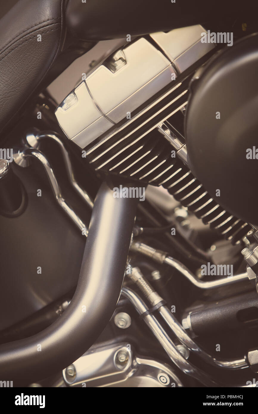 Close up shot of VTwin motorcycle engine Stock Photo Alamy