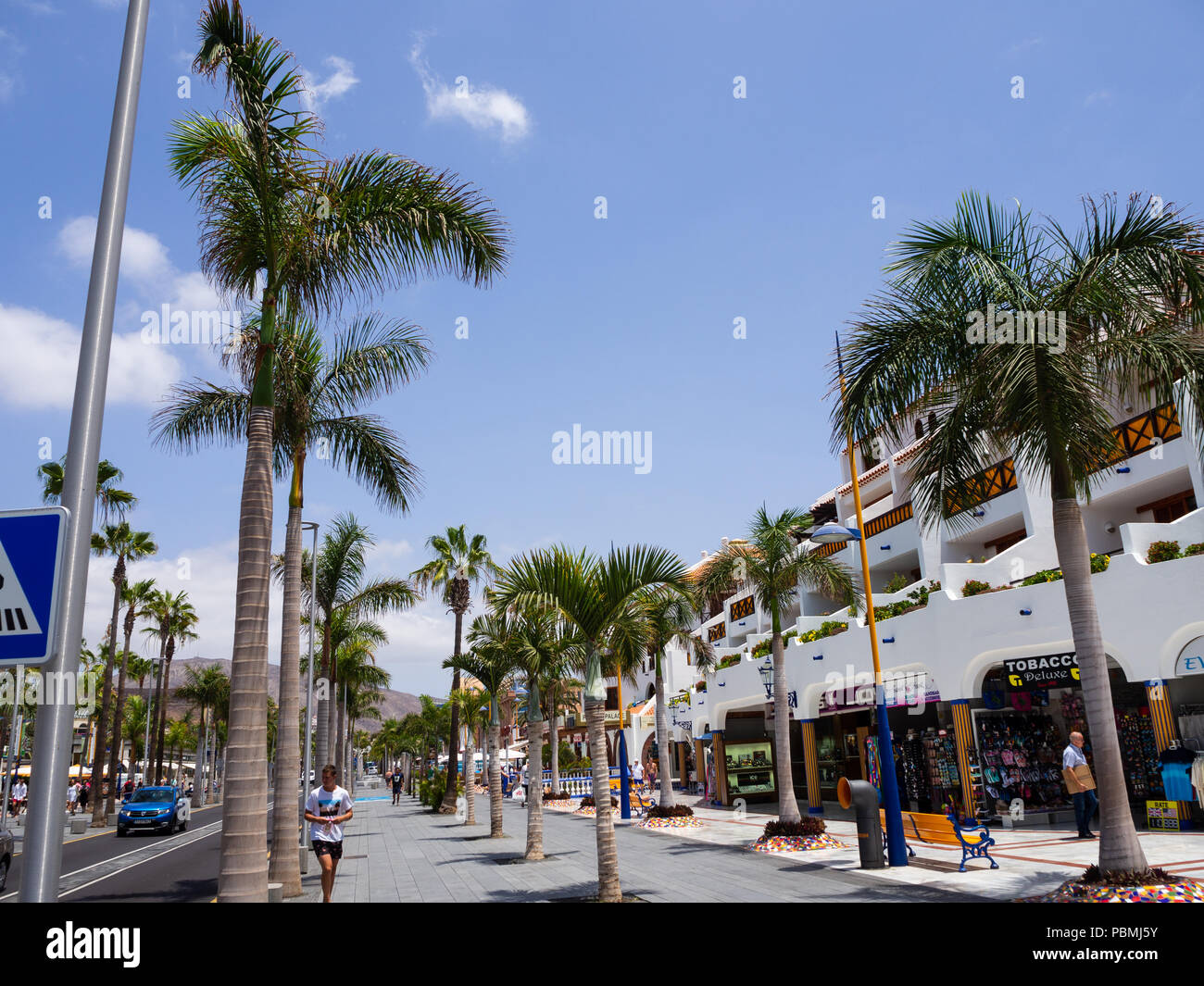 Playa de Las Americas, Tenerife, Spain, July 13, 2018: Street in Playa de las  Americas on Tenerife , Canary Islands in Spain Stock Photo - Alamy