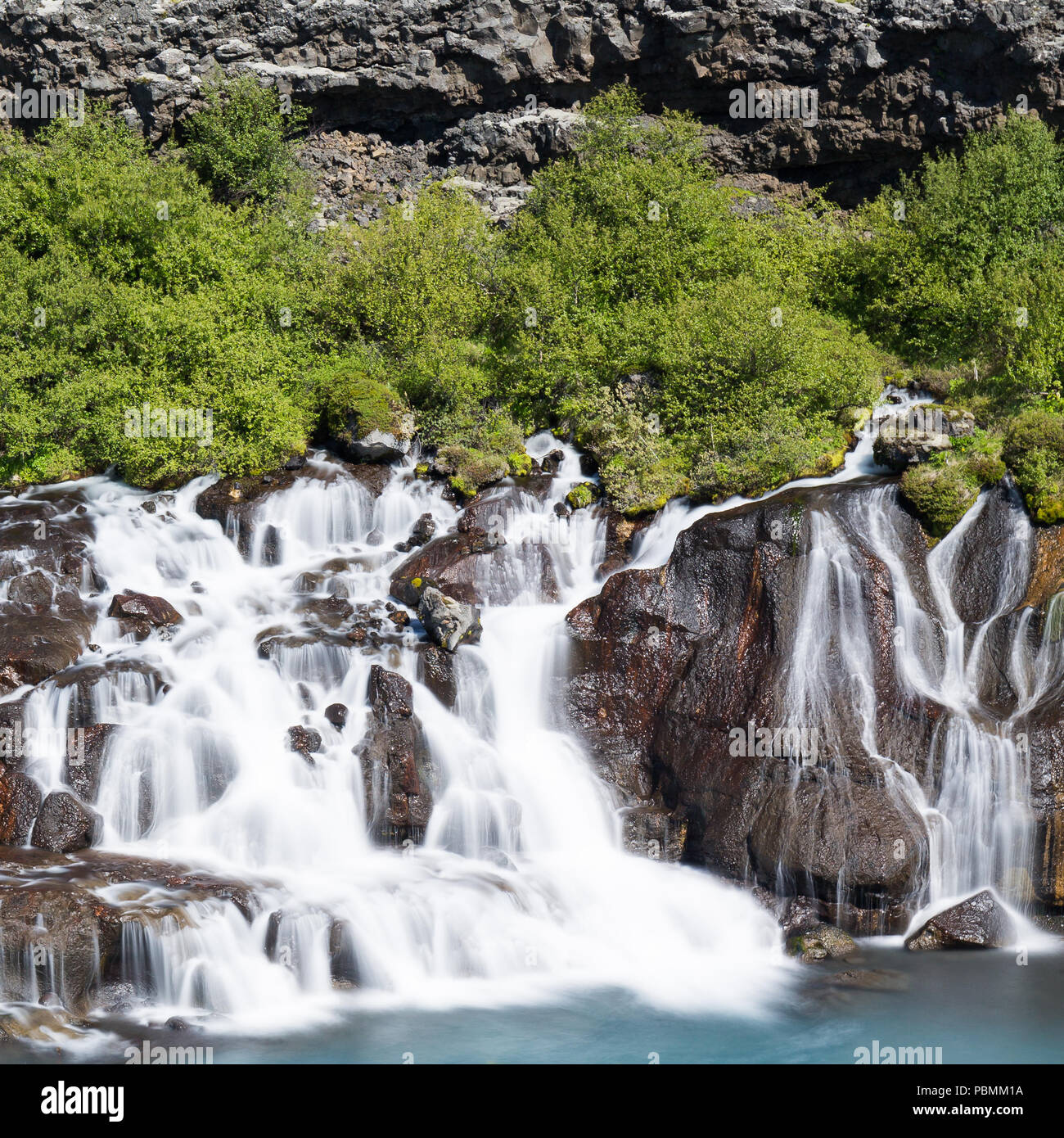Barnafoss Waterfall Iceland Stock Photo