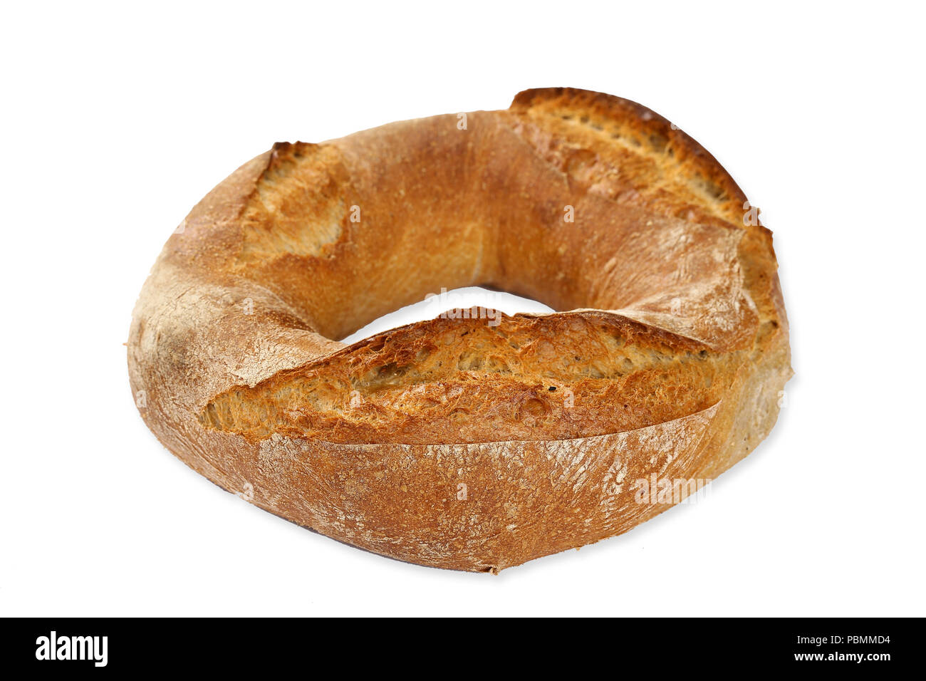 Fresh bagel bread on white background Stock Photo