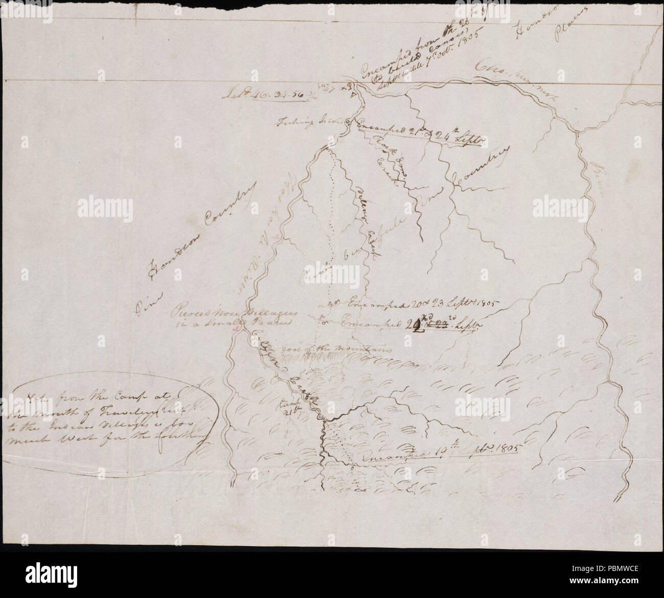 . A map from the Lewis and Clark Expedition. circa 1800 917 Lewis and