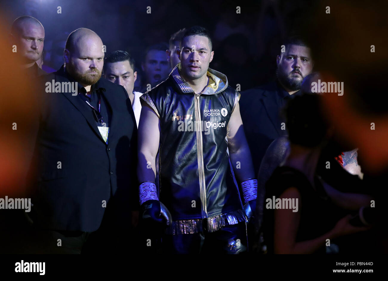 Joseph Parker enters the arena for his WBC Silver Heavyweight title and WBO International Heavyweight title against Dillian Whyte at the O2 Arena, London. Stock Photo