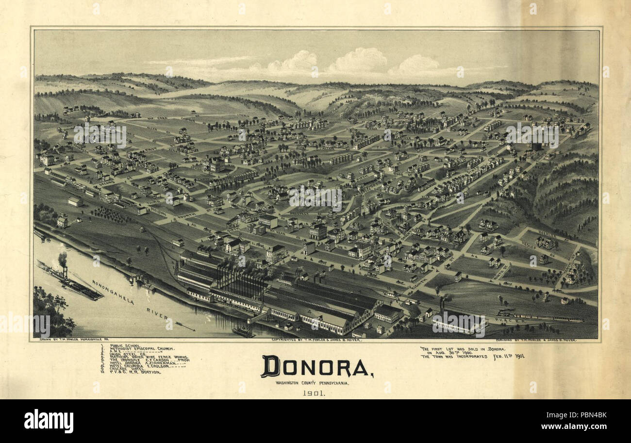 993 Map of Donora PA 1901 Stock Photo Alamy