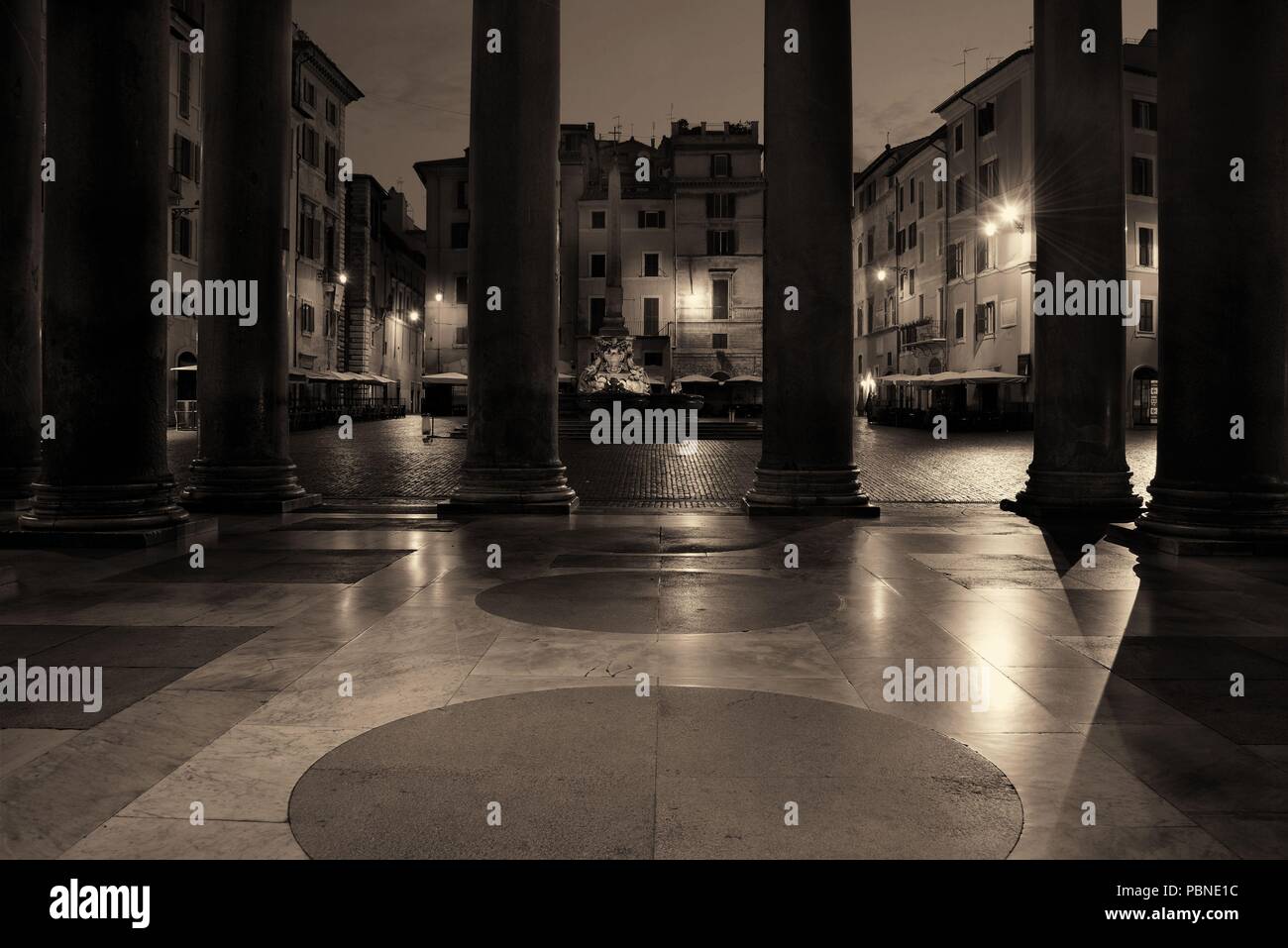 Street view from Pantheon at night. It is one of the bestpreserved
