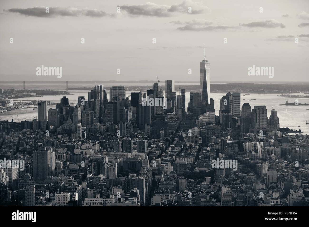 New York City downtown skyline view Stock Photo - Alamy