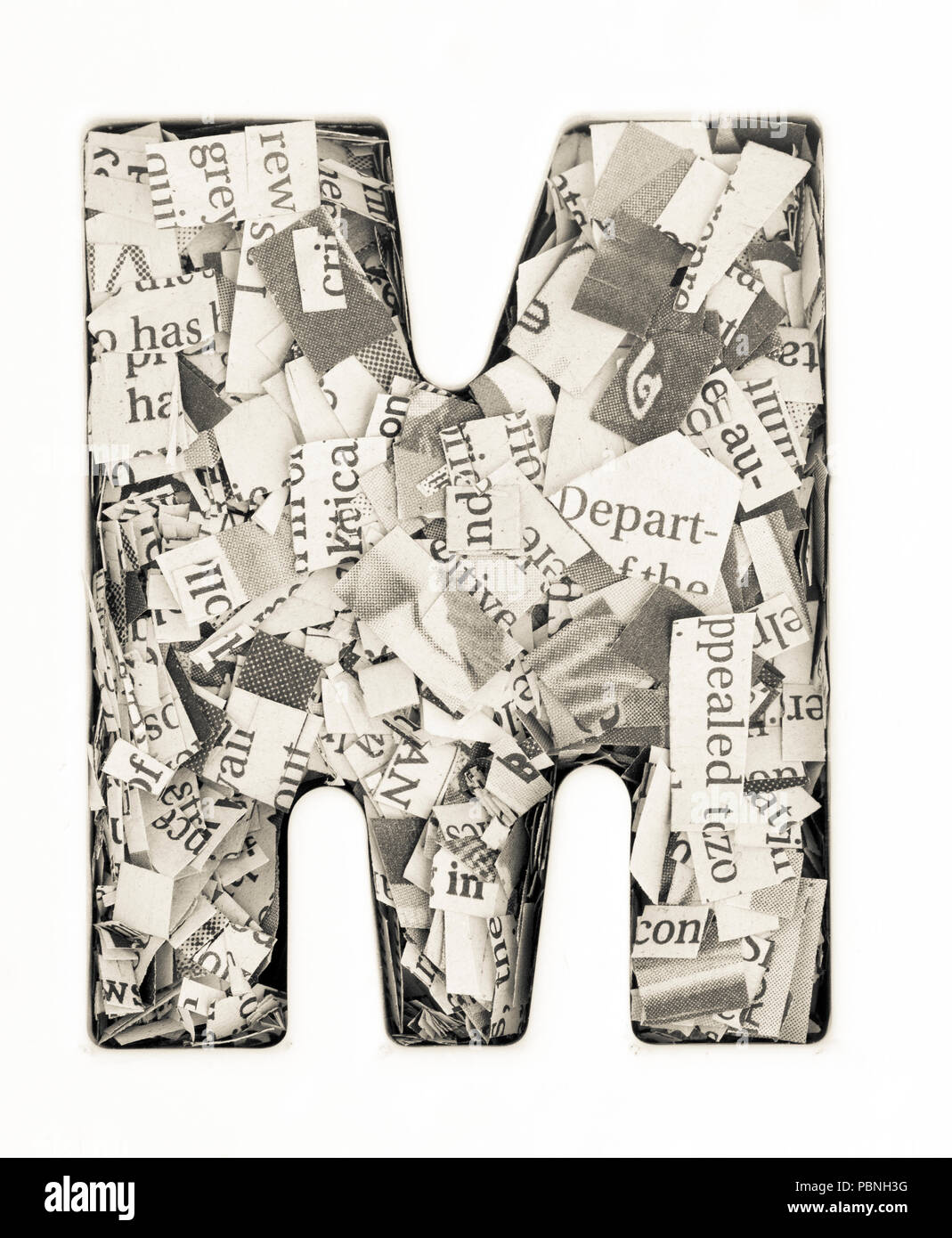 Capital Letter Made From Cut Up Old Newspaper Macro Photography Stock Photo Alamy