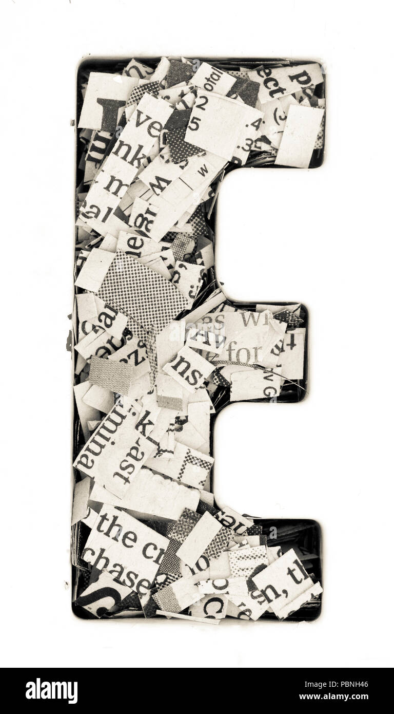 Capital Letter Made From Cut Up Old Newspaper Macro Photography Stock Photo Alamy