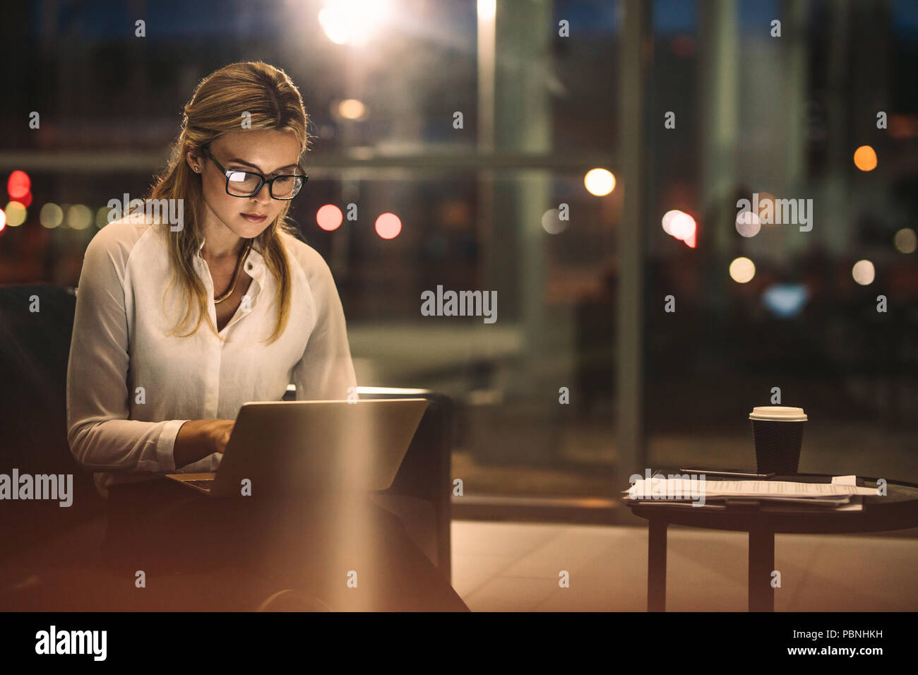 Young woman finish working on hi-res stock photography and images - Alamy