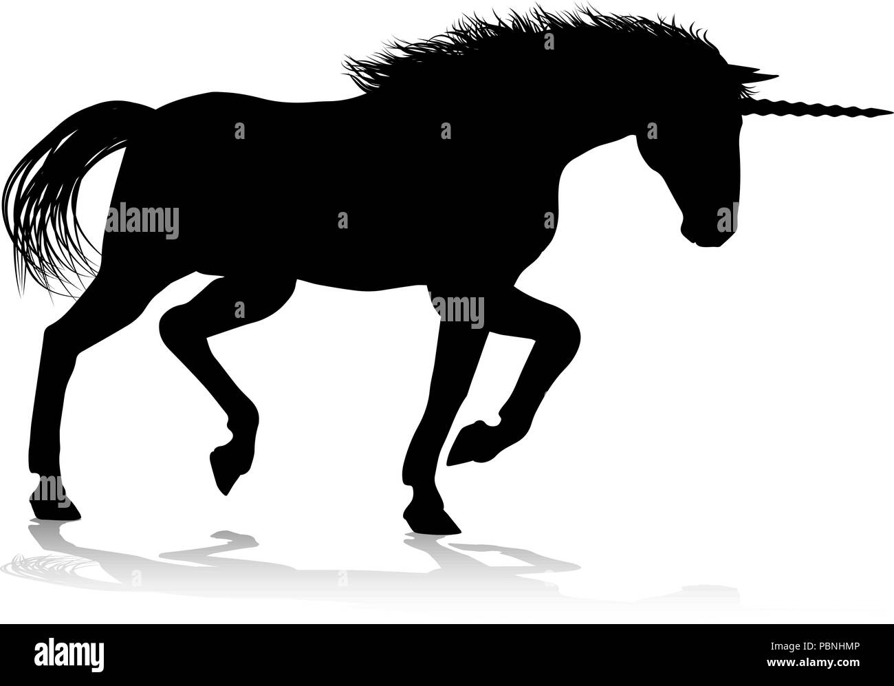 Unicorn Silhouette Horned Horse Stock Vector