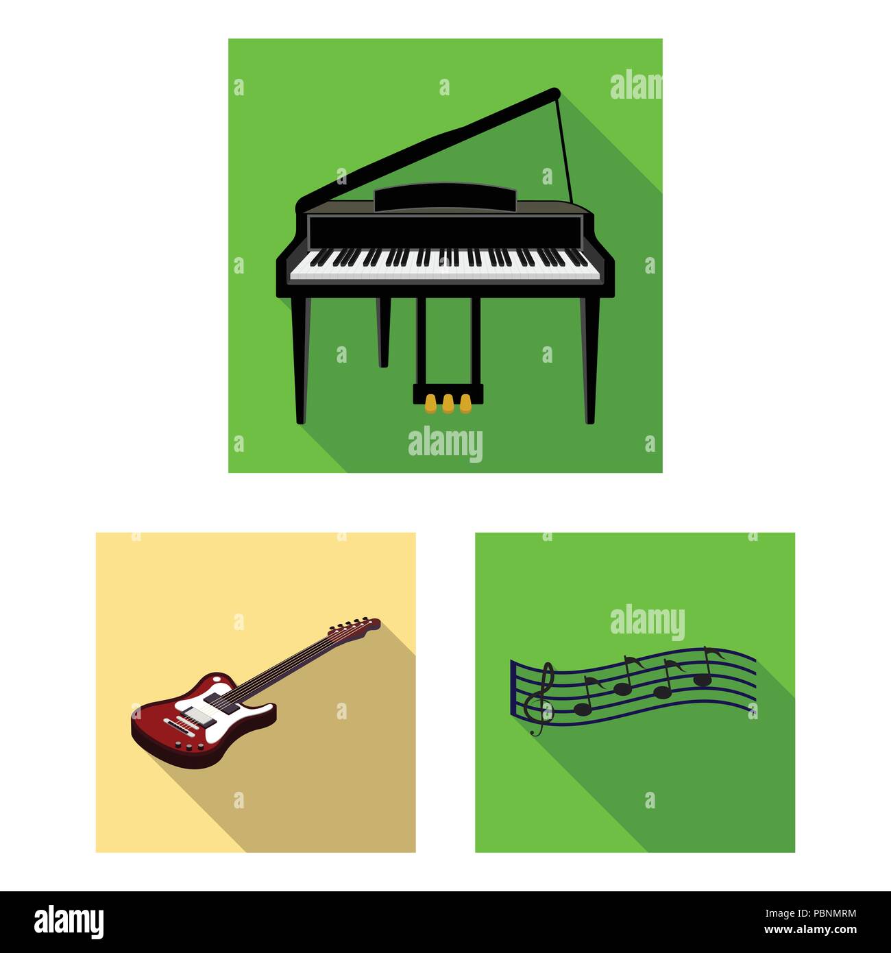 Musical instrument flat icons in set collection for design. String and ...