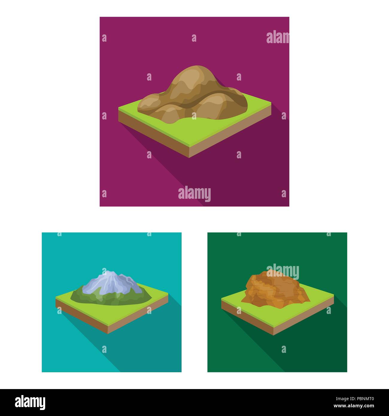 Mountains, massive flat icons in set collection for design. The surface ...