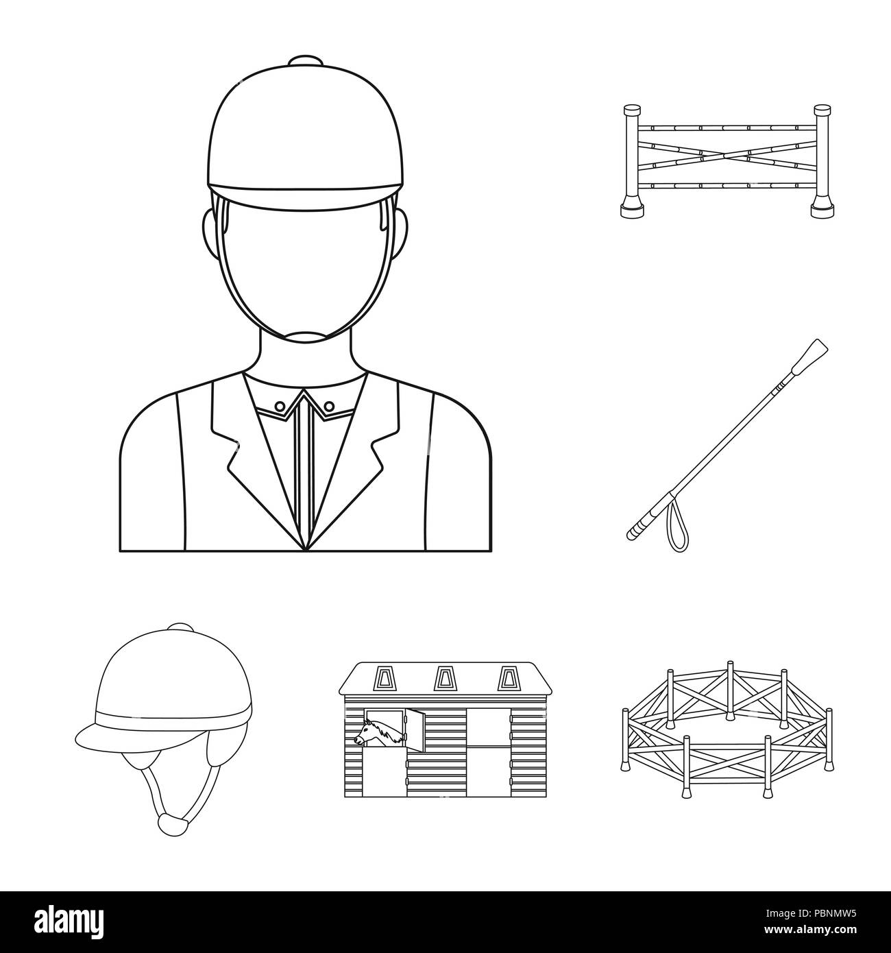 Hippodrome And Horse Outline Icons In Set Collection For Design Racing Equipment Vector
