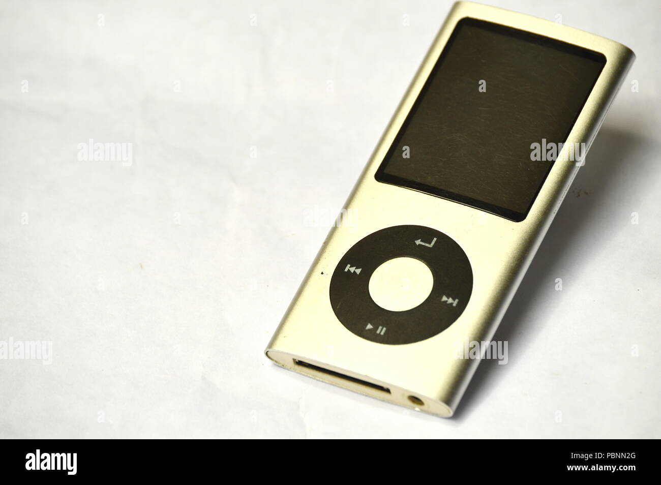 Old mp4 video player on white background Stock Photo