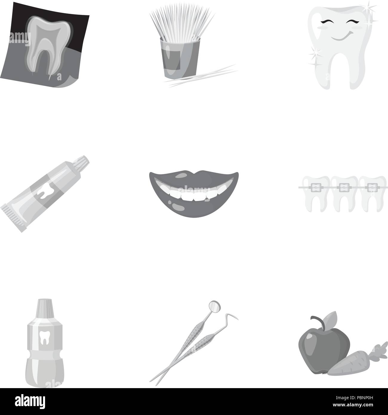 Dental care set icons in monochrome design. Big collection of dental ...