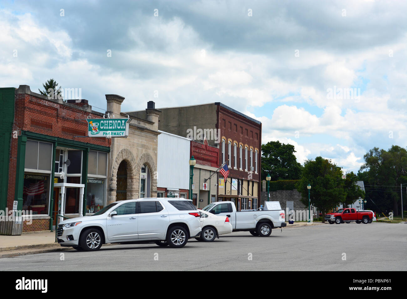 Rte 66 passes through the small farming community of Chenoa in Central Illinois Stock Photo