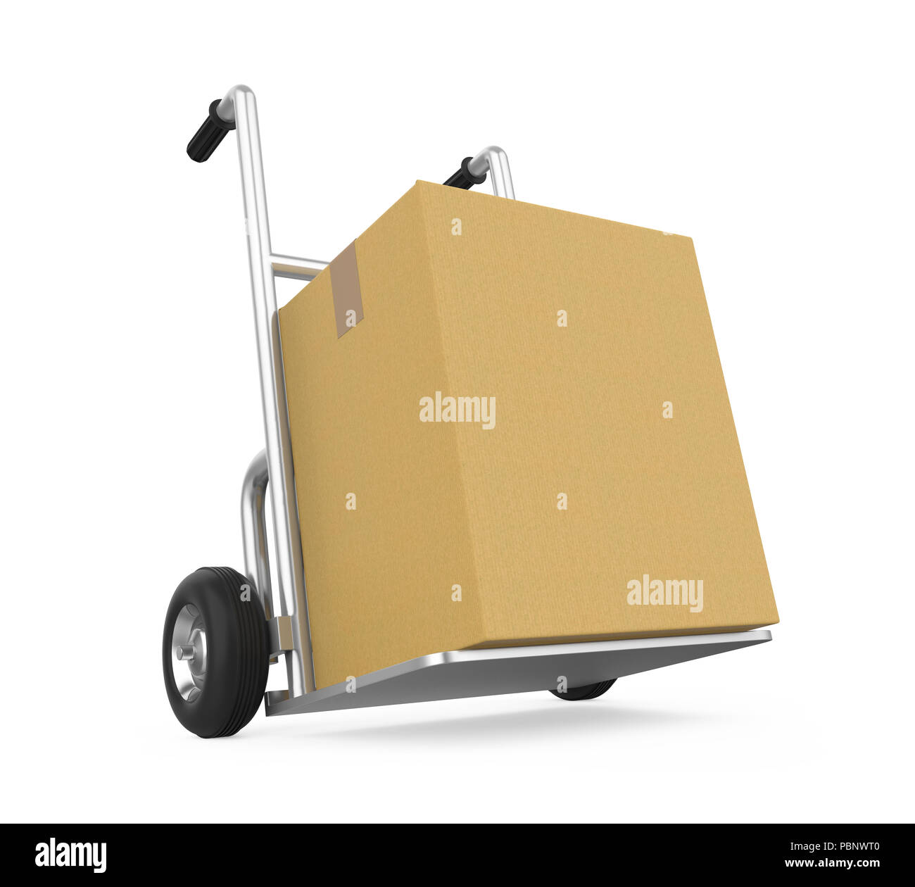 Hand Truck with Cardboard Box Isolated Stock Photo - Alamy